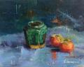 Jade Jar with Persimmons by Bronwyn Groman
