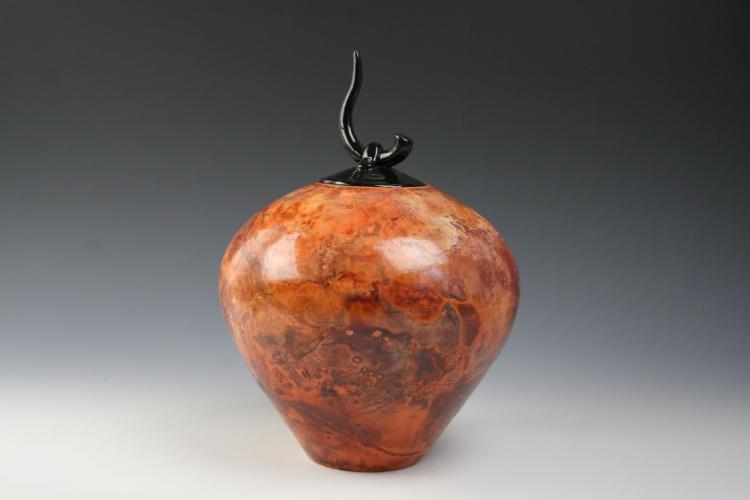 Saggar Fired Vase with Lid -- 3780 by Penny Berglund
