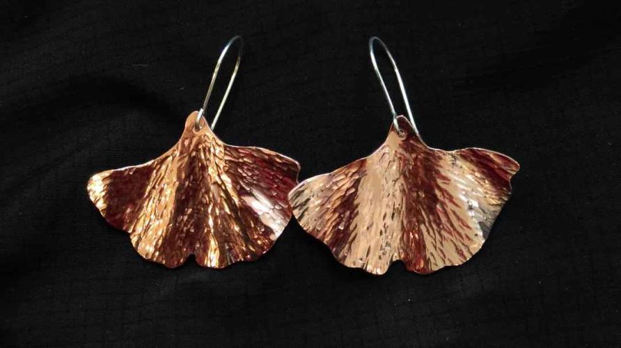 Copper Ginko Leaf Earrings by Penny Berglund