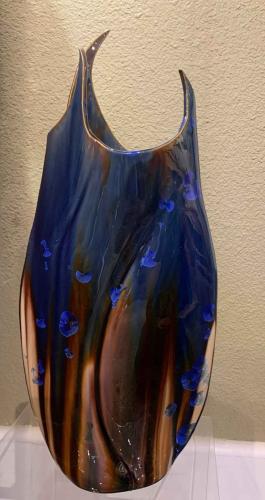 Large Blue Crystaline Vase by Cherry VanCour