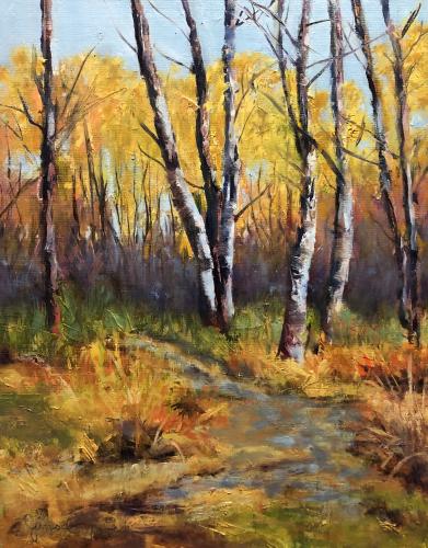Birch Grove Path by Janis Graves