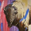 Blue and Red Bison by Thomas McCafferty