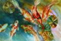 Koi in Contrast by Denise Cole - Watercolors