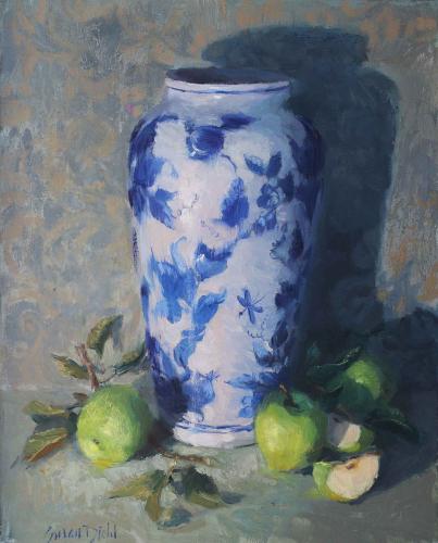 Green Apples with Vase by Susan Diehl