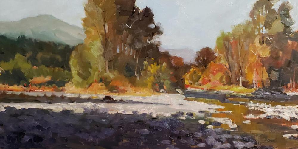 October on the Dosewalips - plein air by Robin Weiss