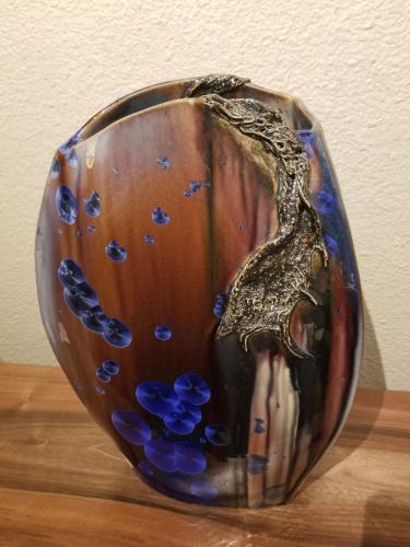 Porcelain Vase - Blue Crystals V331 by Cherry VanCour